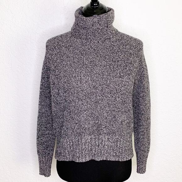 Madewell black white marled split back turtleneck sweater size Extra Small XS - Picture 1 of 13